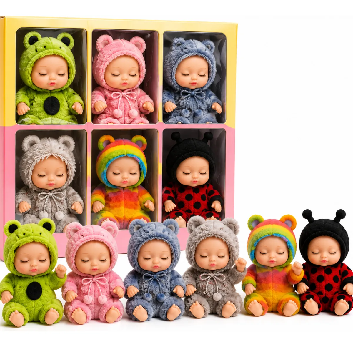Kit 6 Mini Bebês Reborn