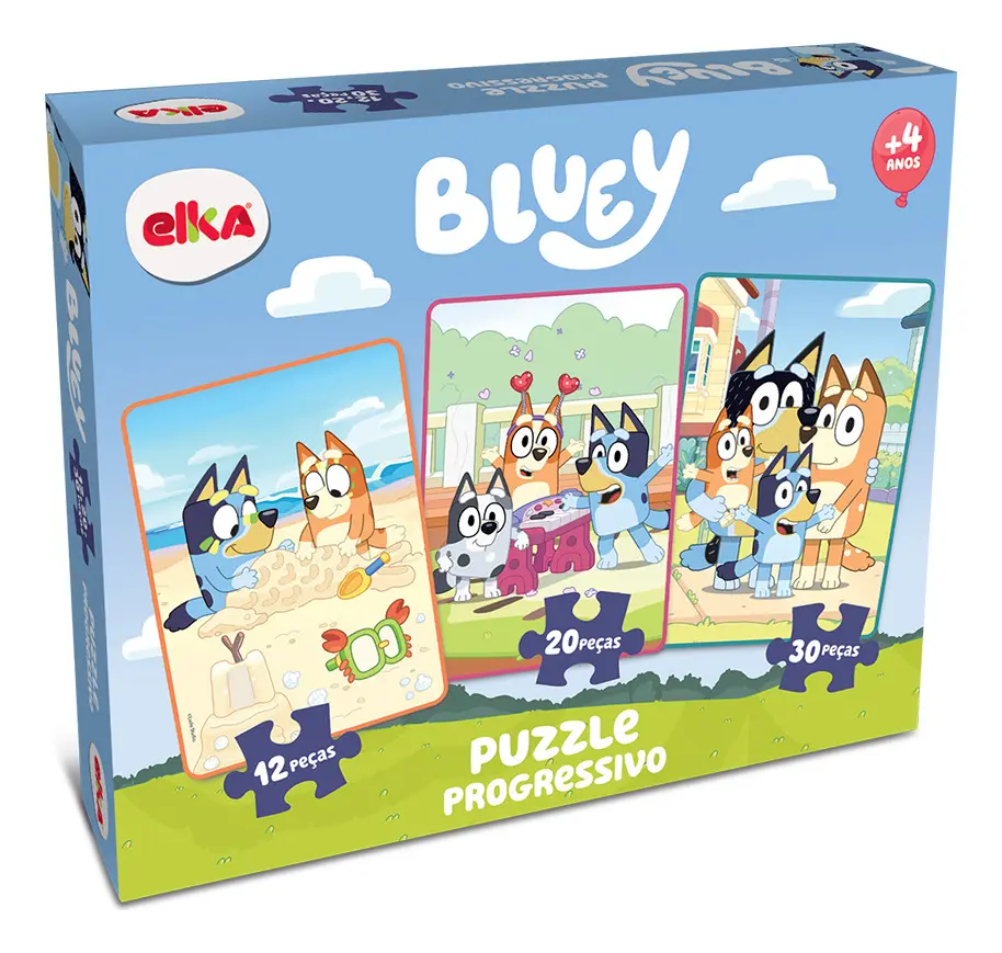 Kit 3 Quebra-cabeças Bluey